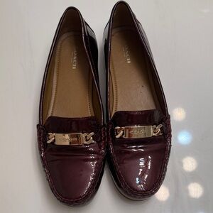 Coach Glossy Maroon Loafers for Women